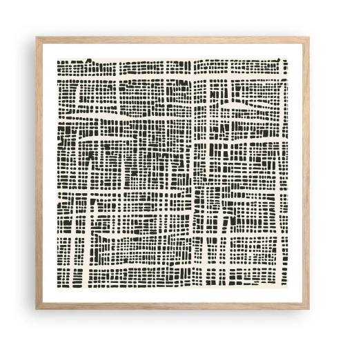 Plakat i ramme af lyst egetræ - En sammensætning vævet - 60x60 cm