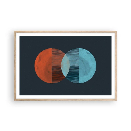 Plakat i ramme af lyst egetræ - Astronomisk fantasi - 91x61 cm