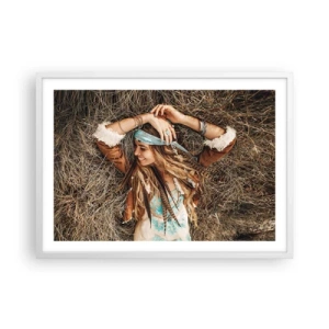 Plakat i hvid ramme - På vej til kærlighedens sommer - 70x50 cm