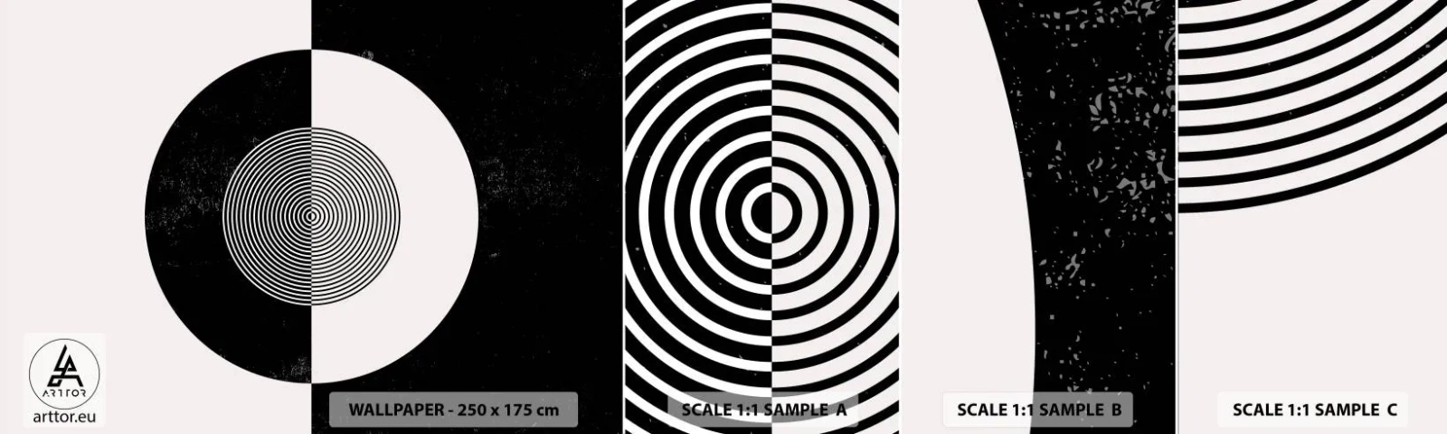 Prøve Fototapet Selvklæbende Deluxe Sticker - Harmoni i sort og hvidt - Abstraktion, Stykke, Sort og hvid - 100x30 cm