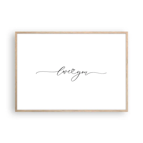 Plakat i ramme af lyst egetræ - Sort og hvid - 100x70 cm