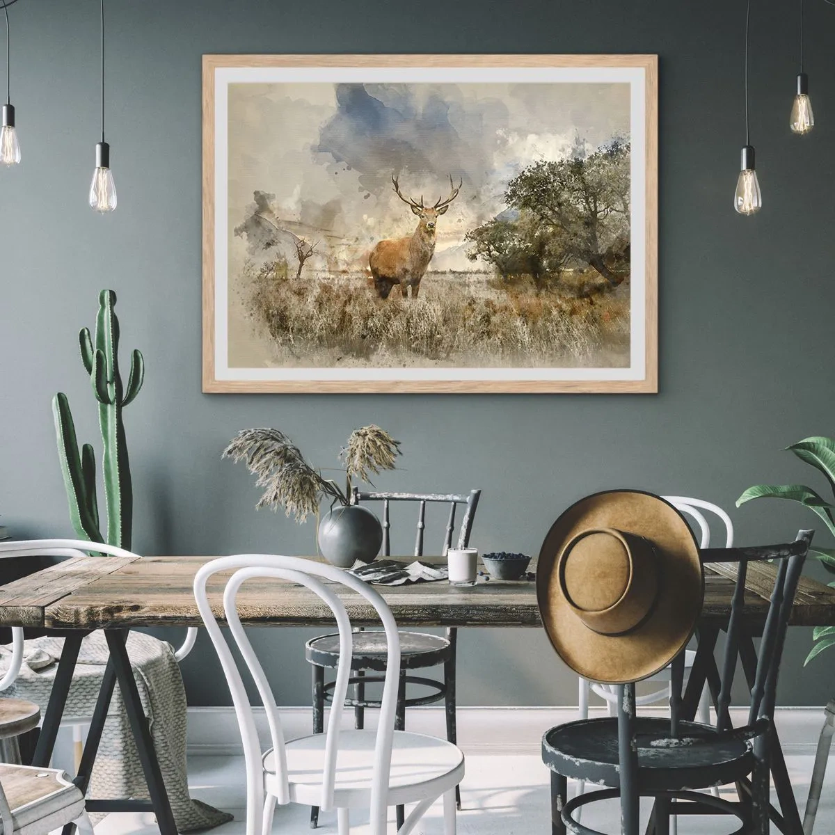 Plakat i ramme af lyst egetræ - Værdighed - styrke - værdighed - 40x30 cm