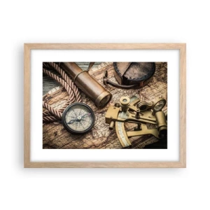 Plakat i ramme af lyst egetræ - Fastlægge kursen - 40x30 cm