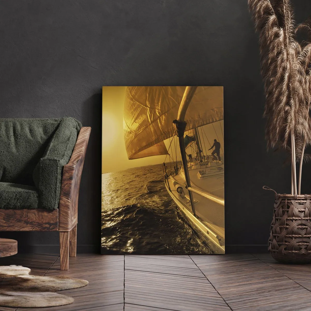 Lærredstryk - Billede på lærred - En gylden aften efter en broget dag - 50x70 cm