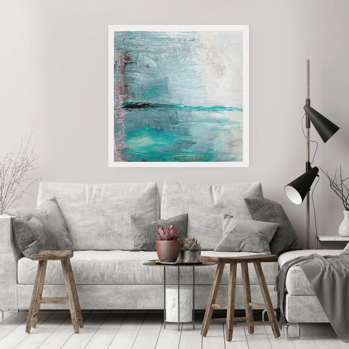 Plakat - Horisontalt med blå farve - 50x50 cm