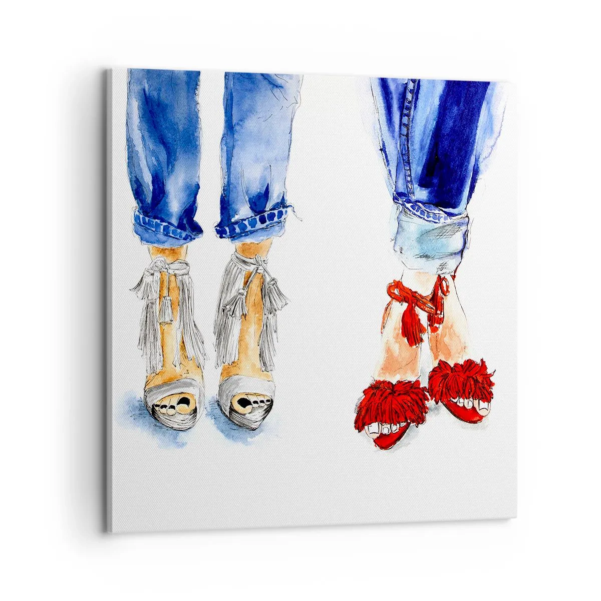 Lærredstryk - Billede på lærred - Hvorfor går vi ikke en tur? - 60x60 cm