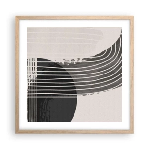 Plakat i ramme af lyst egetræ - Derhen og tilbage - 50x50 cm