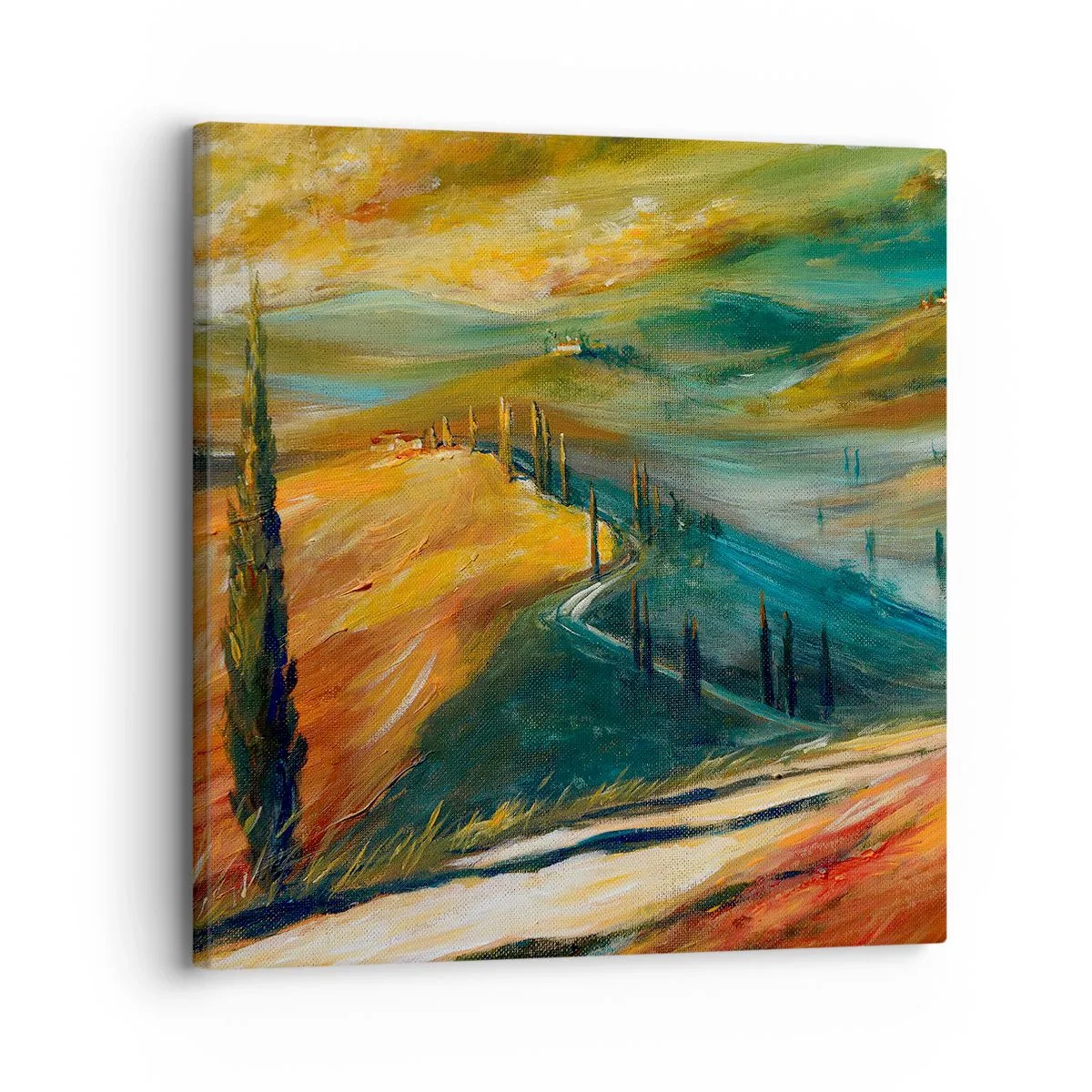 Lærredstryk - Billede på lærred - Toscansk landskab - 30x30 cm