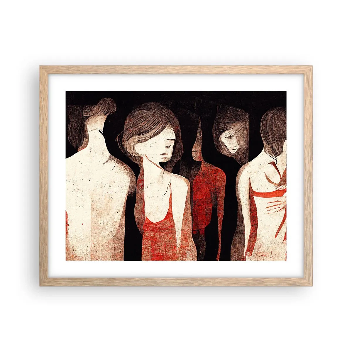 Plakat i ramme af lyst egetræ - Mørkets madonnaer - 50x40 cm