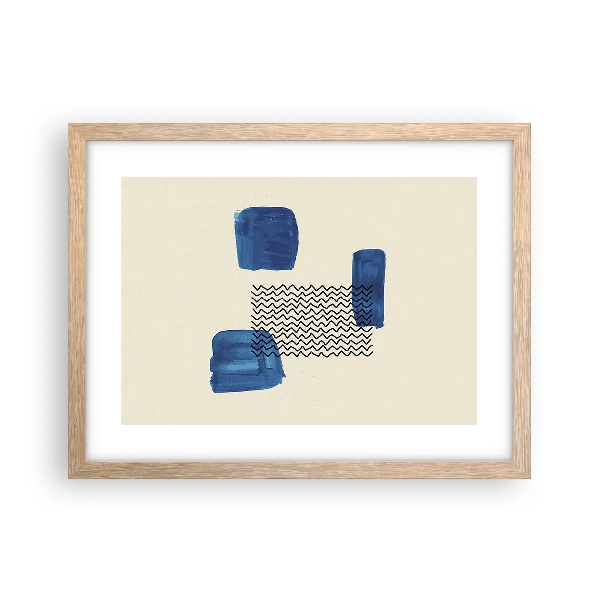 Plakat i ramme af lyst egetræ - Abstrakt kvartet - 40x30 cm