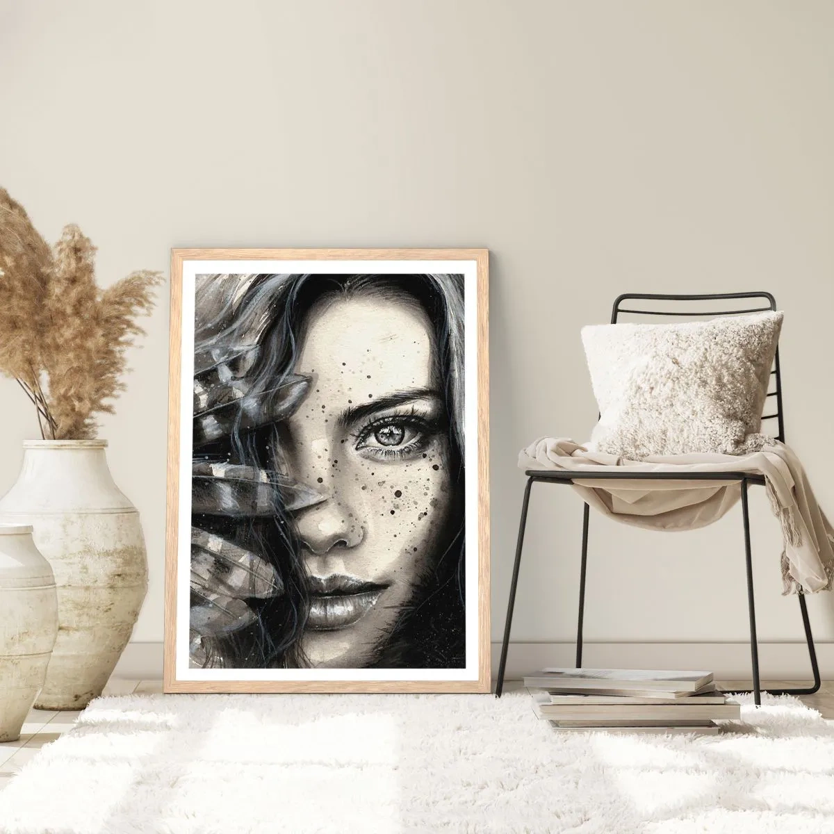 Plakat i ramme af lyst egetræ - Vild skønhed - 30x40 cm