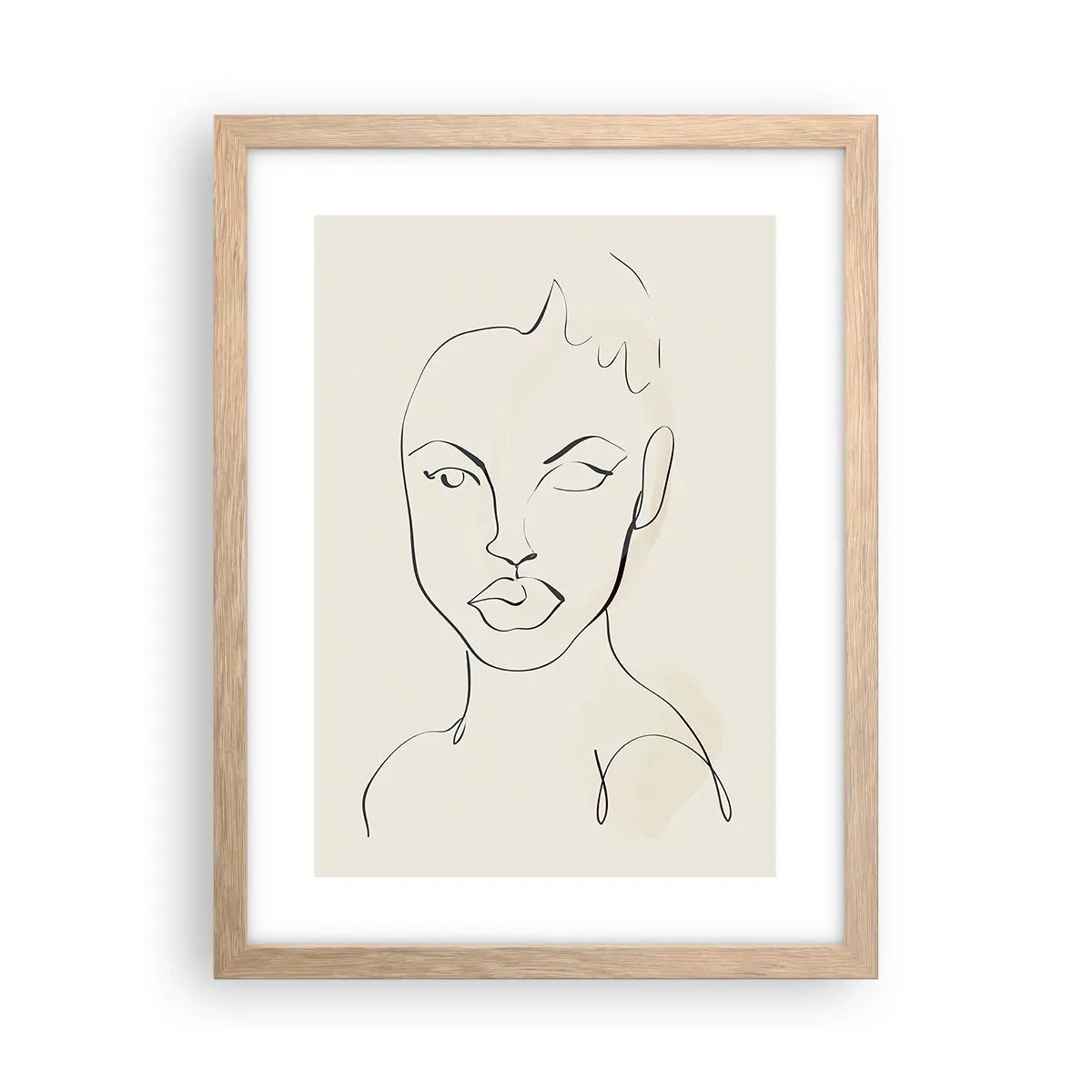 Plakat i ramme af lyst egetræ - Omrids af sensualitet - 30x40 cm