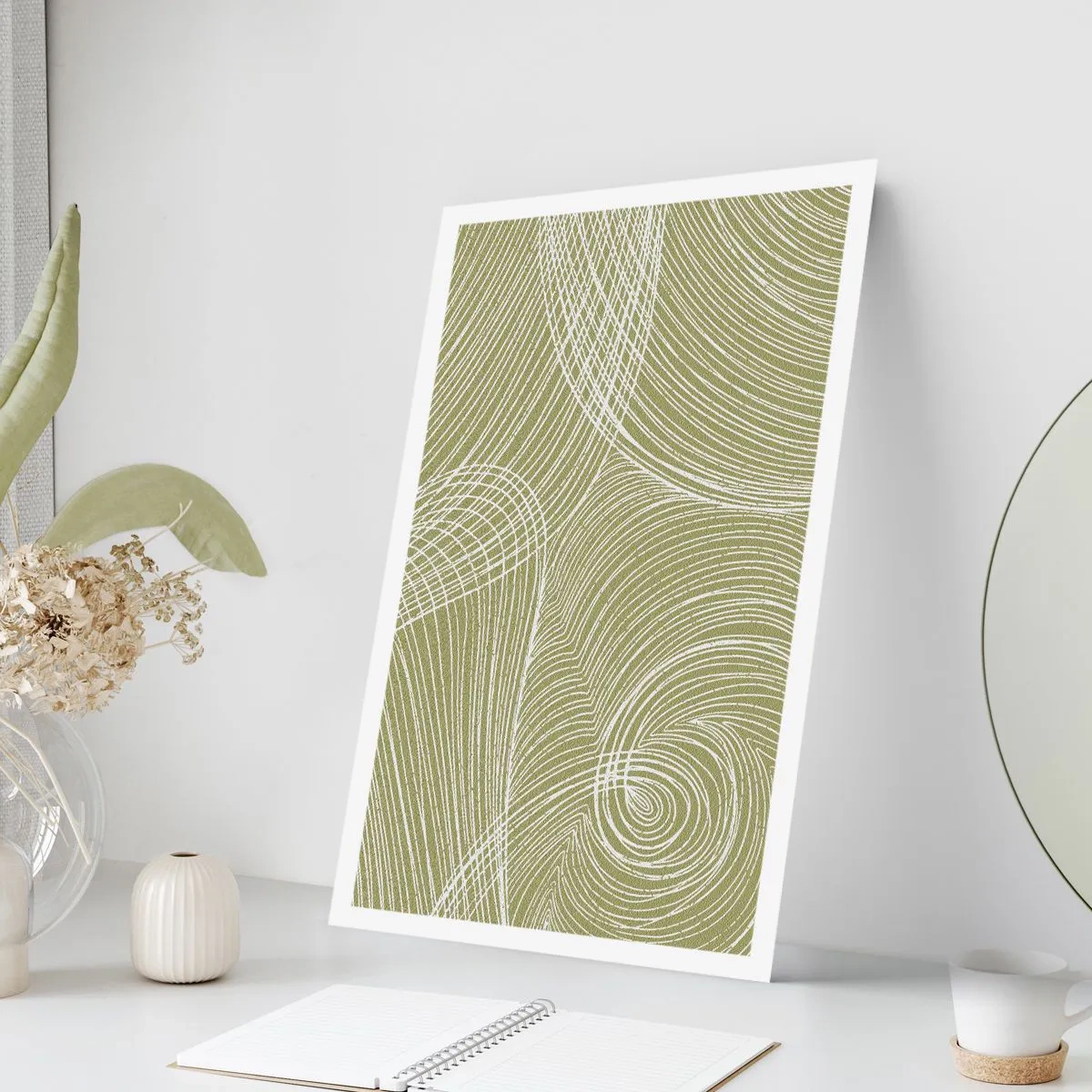 Plakat - Indviklet abstraktion i hvidt - 70x100 cm