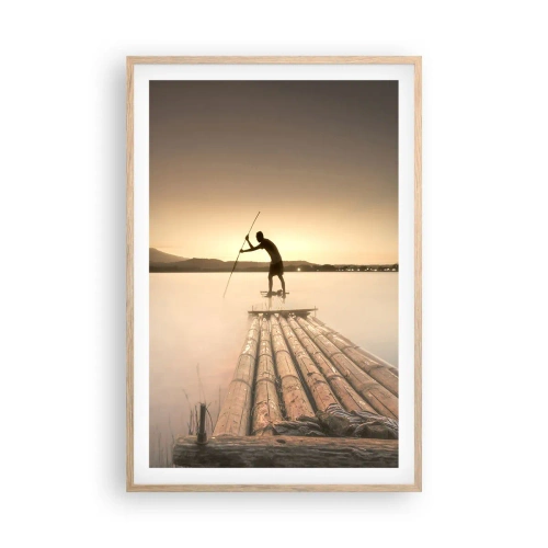 Plakat i ramme af lyst egetræ - Før du hviler - 61x91 cm