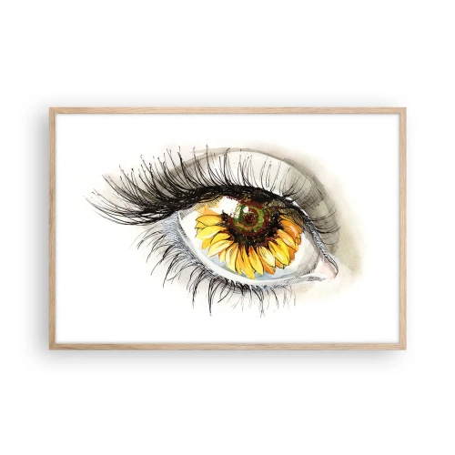 Plakat i ramme af lyst egetræ - Et look lige så varmt som sommeren - 91x61 cm