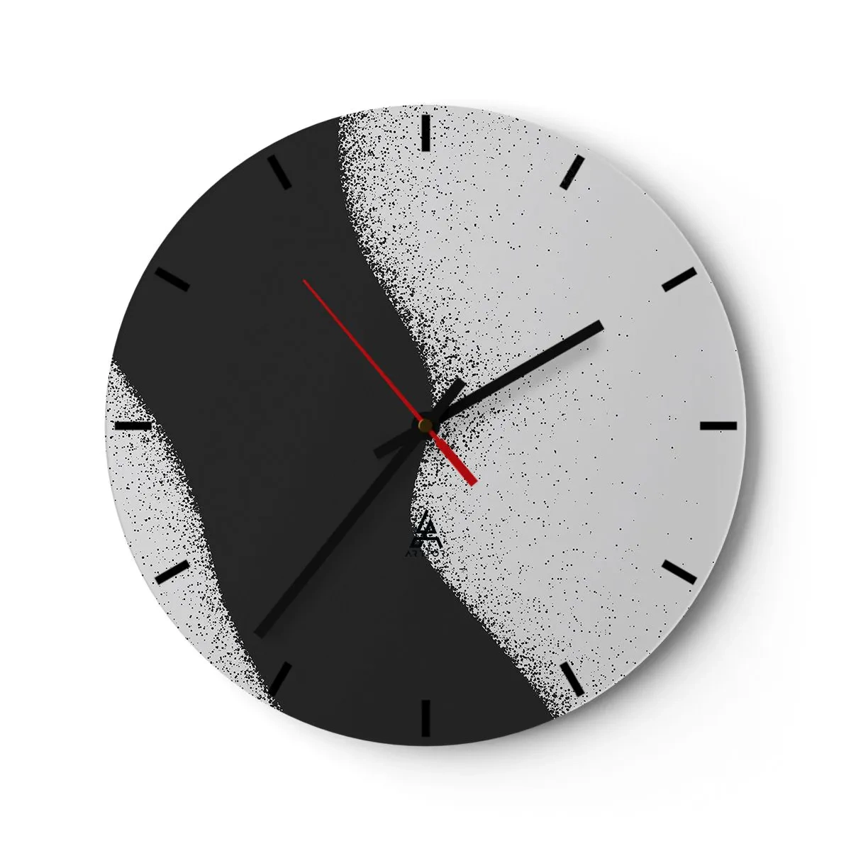 Vægur, Uret - Sort-hvid abstraktion med en jævn overgang og en kornet effekt - 30x30cm - Flydende balance - Moderne vægdekoration til stue, køkken og soveværelse ARTTOR