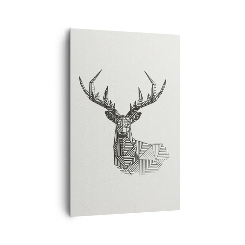 Lærredstryk - Billede på lærred - Hjorte i kubistisk stil - 80x120 cm