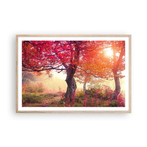 Plakat i ramme af lyst egetræ - Et væld af blomstring - 91x61 cm