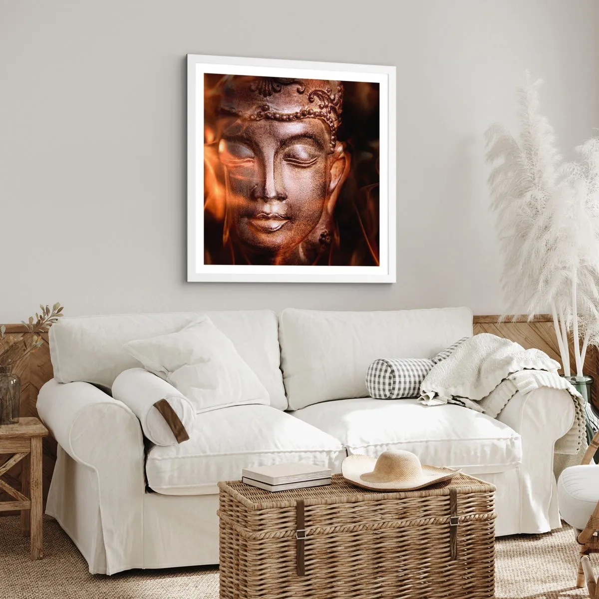 Plakat i hvid ramme - Den eksisterer kun her og nu - 30x30 cm