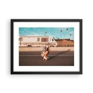 Plakat i sort ramme - Smil, tak! - 40x30 cm