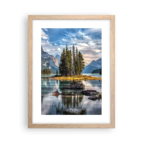 Plakat i ramme af lyst egetræ - Over store og klare vande… - 30x40 cm