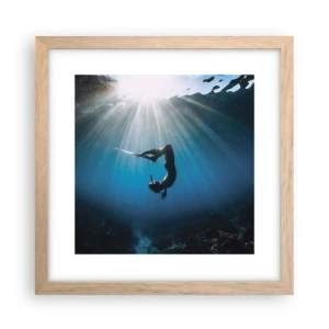 Plakat i ramme af lyst egetræ - Undervandsdans - 30x30 cm