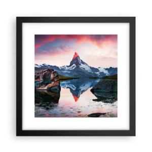 Plakat i sort ramme - Bjergenes hjerte er varmt - 30x30 cm