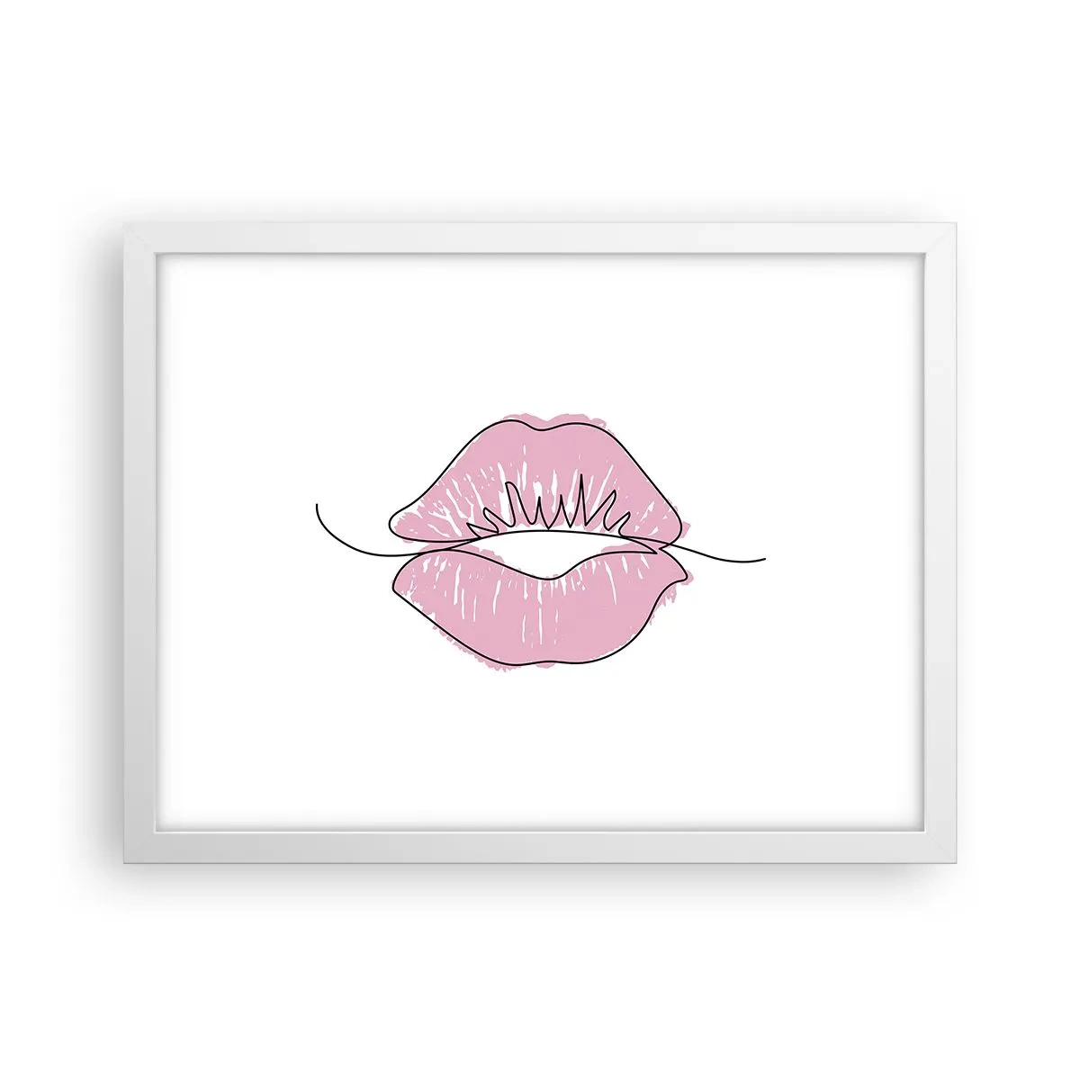 Plakat i hvid ramme - Klar til at kysse? - 40x30 cm