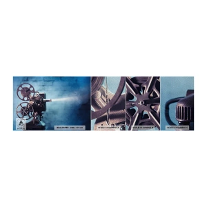 Prøve Fototapet Premium Sand - I en gammel biograf - Filmprojektor, Årgang, Kamera - 100x30 cm