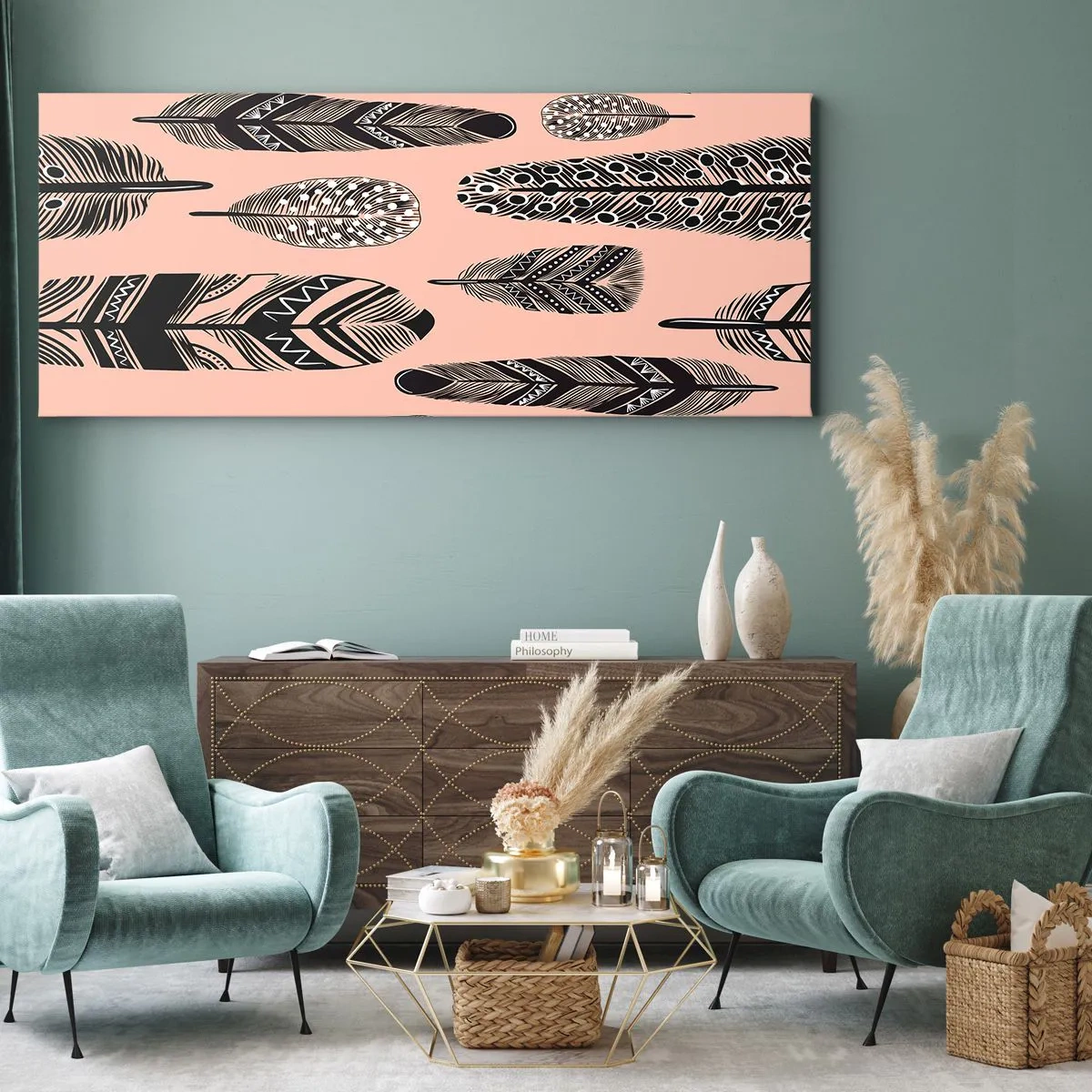 Lærredstryk - Billede på lærred - Indisk samling - 160x50 cm