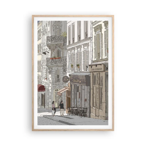 Plakat i ramme af lyst egetræ - Byens glæder - 70x100 cm