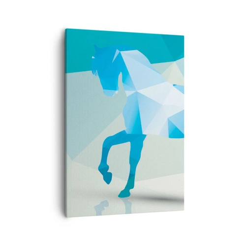 Lærredstryk - Billede på lærred - Geometrisk hest i turkis - 50x70 cm