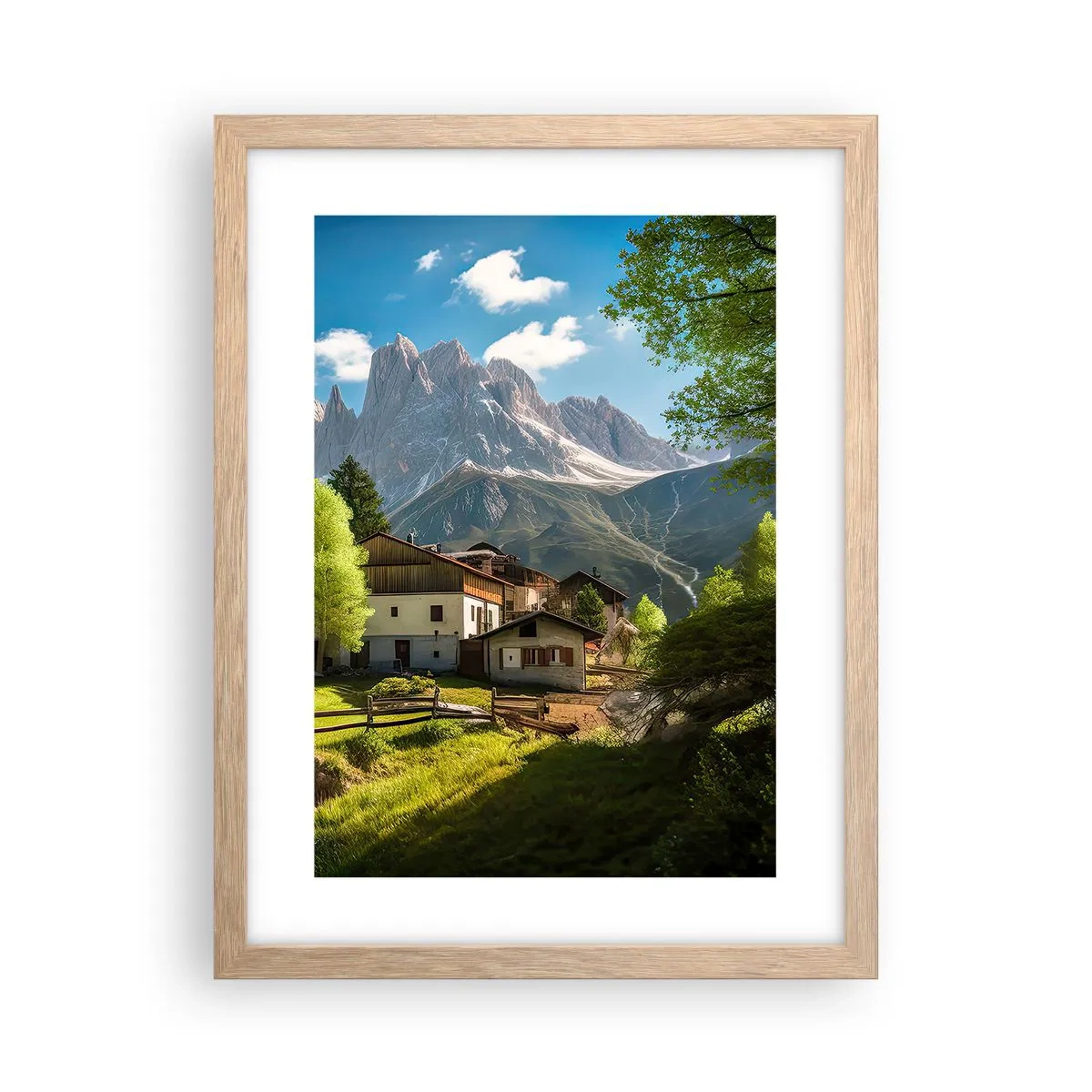 Plakat i ramme af lyst egetræ - Alpeidyl - 30x40 cm
