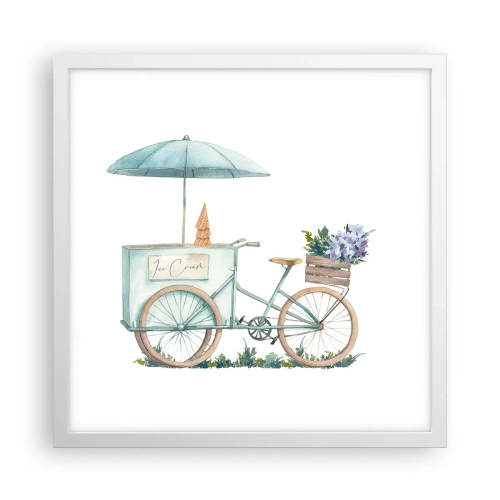 Plakat i hvid ramme - Sødt minde om sommeren - 40x40 cm