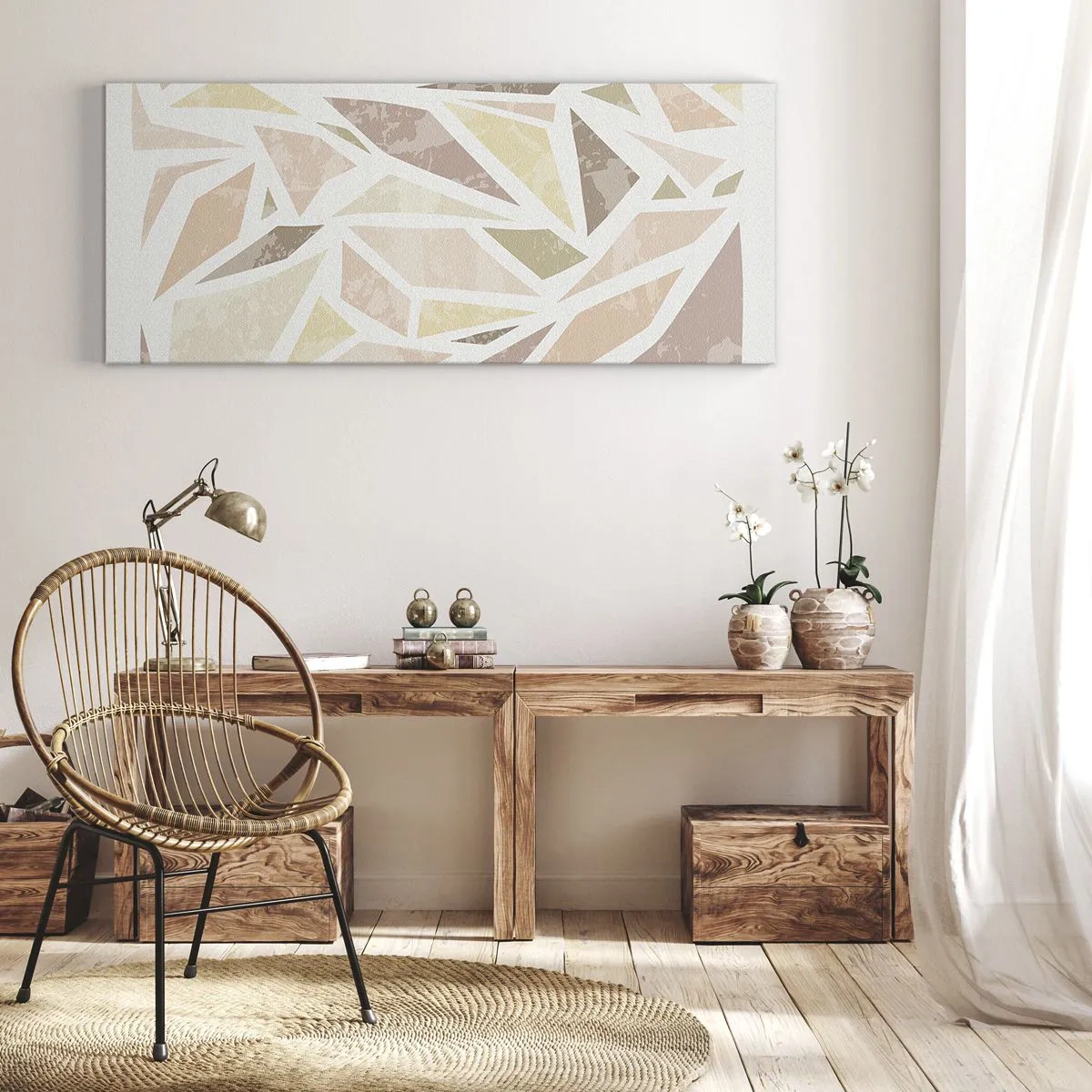 Lærredstryk - Billede på lærred - Komposition af farvet glas - 90x30 cm