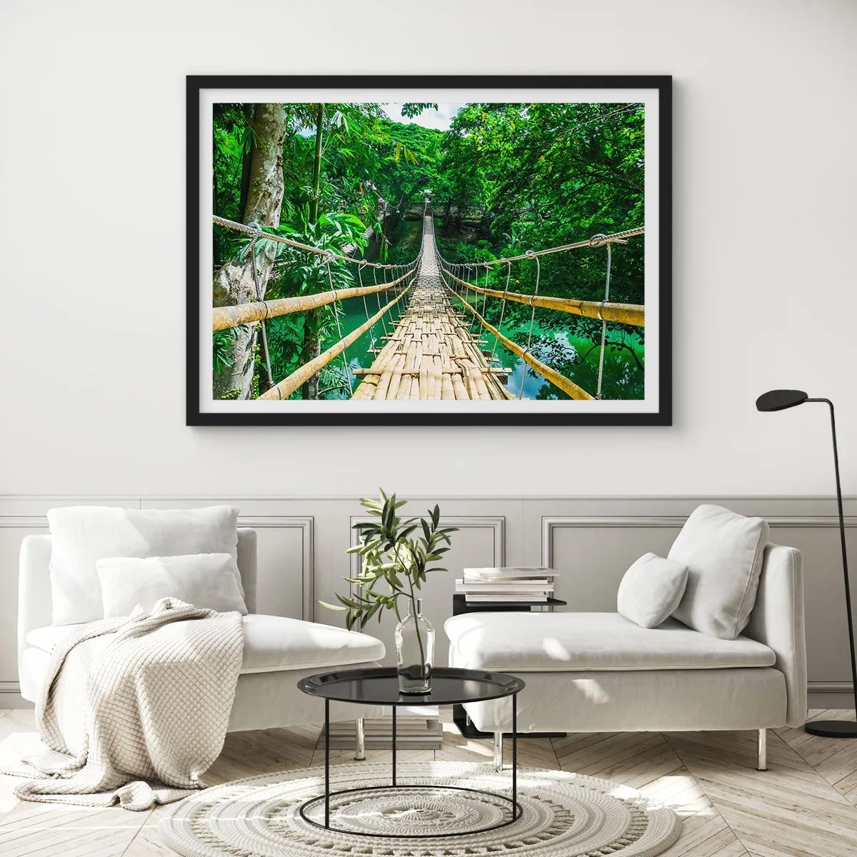 Plakat i sort ramme - Abebro over grønne områder - 50x40 cm