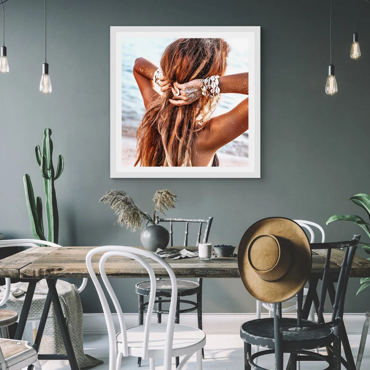 Plakat i hvid ramme - Søster af vand og solskin - 30x30 cm