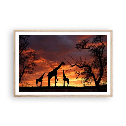 Plakat i ramme af lyst egetræ - En lille middag med dem, du holder af - 91x61 cm