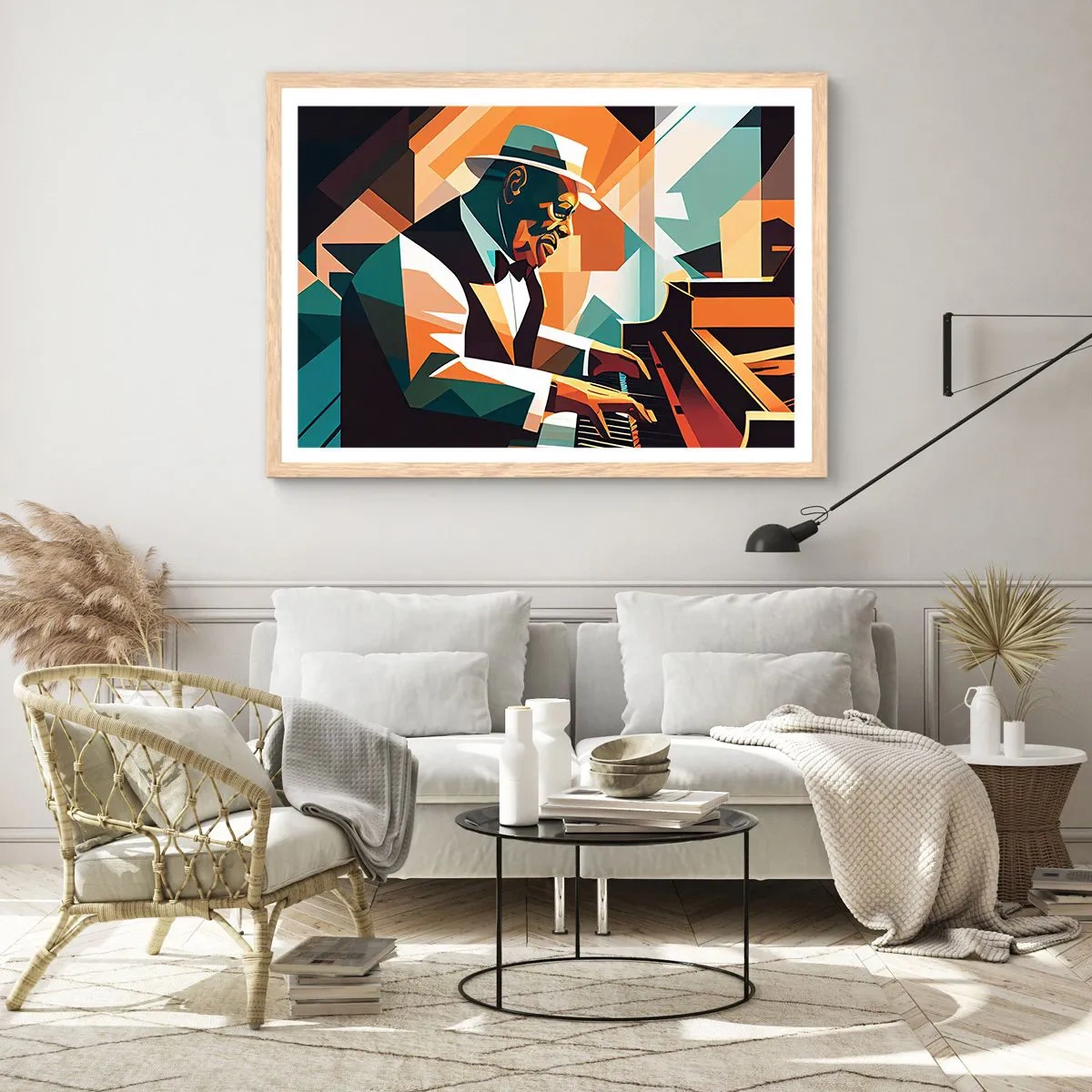 Plakat i ramme af lyst egetræ - Alt det jazz - 100x70 cm
