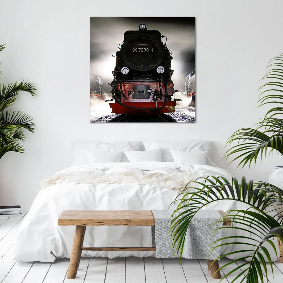 Lærredstryk - Billede på lærred - Han står og gisper, han gisper og puster. - 70x70 cm