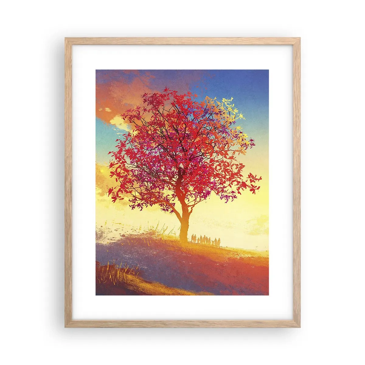 Plakat i ramme af lyst egetræ - Pilgrim på bestemmelsesstedet - 40x50 cm