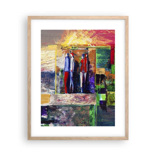 Plakat i ramme af lyst egetræ - Forhold og følelser - 40x50 cm