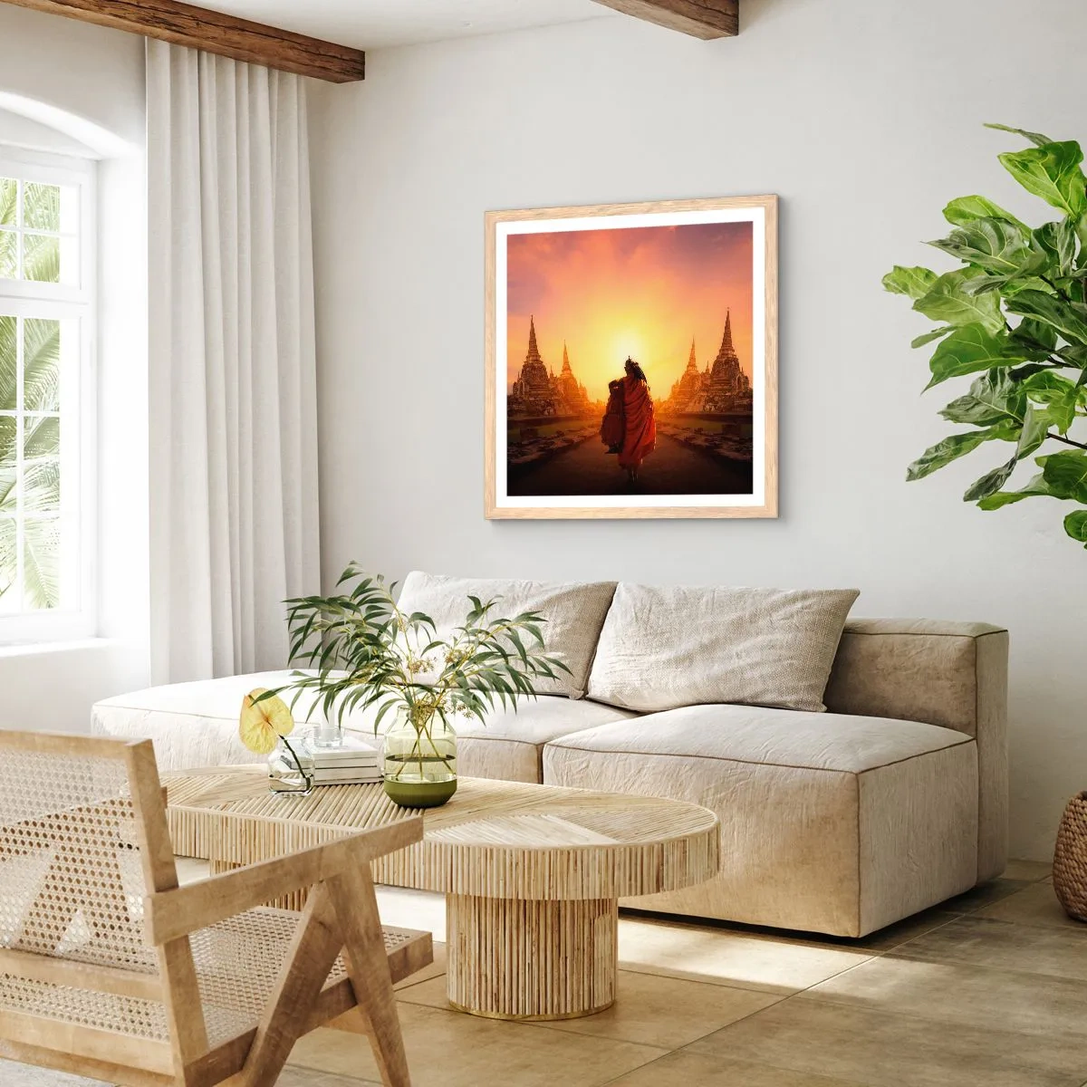 Plakat i ramme af lyst egetræ - I fred for evigt - 40x40 cm