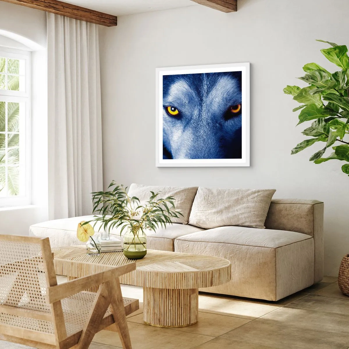 Plakat i hvid ramme - Et hypnotiserende udseende - 30x30 cm