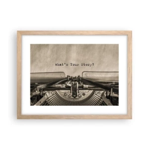 Plakat i ramme af lyst egetræ - Fortæl mig - 40x30 cm