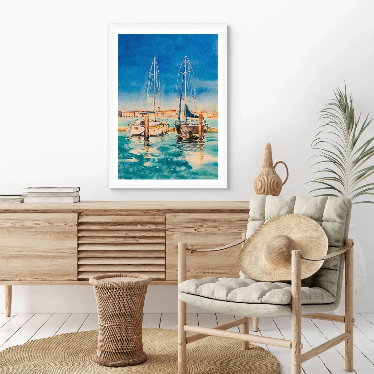 Plakat i hvid ramme - Solrig lagune - 61x91 cm