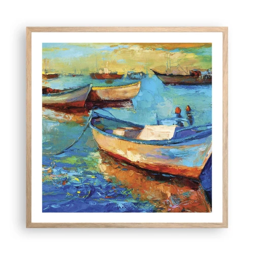 Plakat i ramme af lyst egetræ - I den sydlige bugt - 60x60 cm
