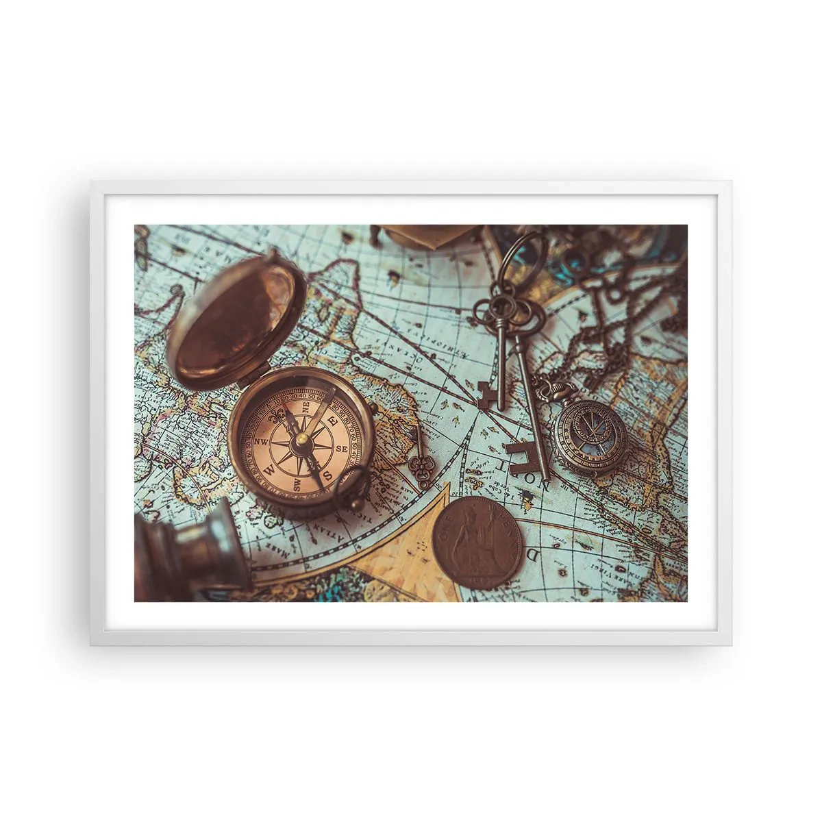 Plakat i hvid ramme - For eventyreren - 70x50 cm