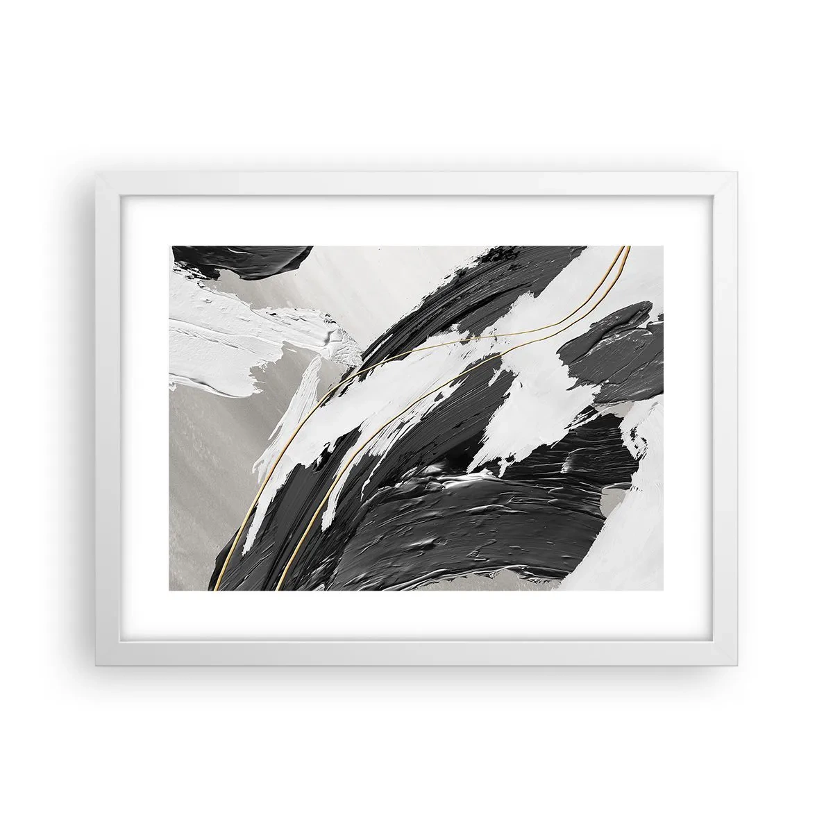 Plakat i hvid ramme - Abstraktion med flair - 40x30 cm