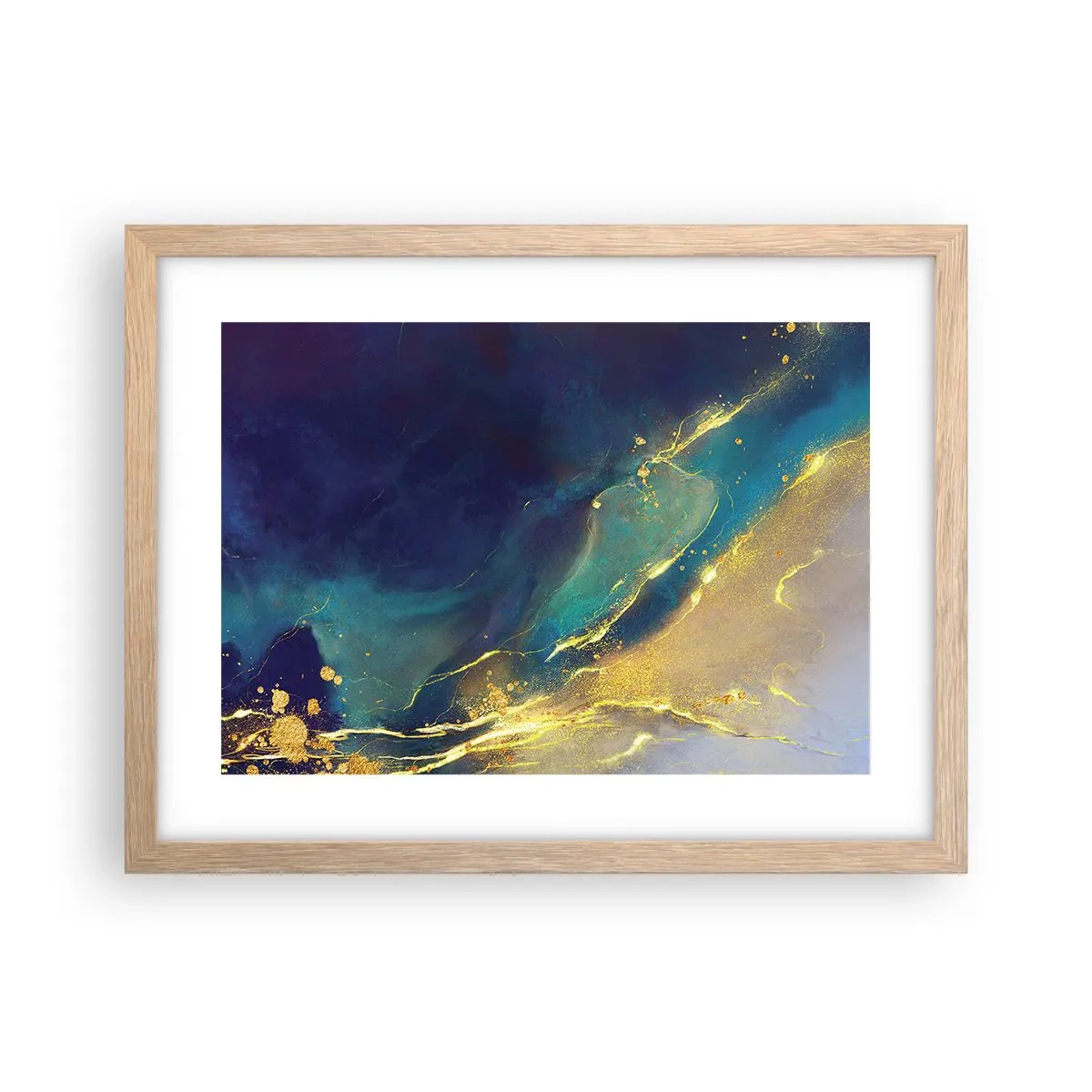 Plakat i ramme af lyst egetræ - Gylden marsk - 40x30 cm